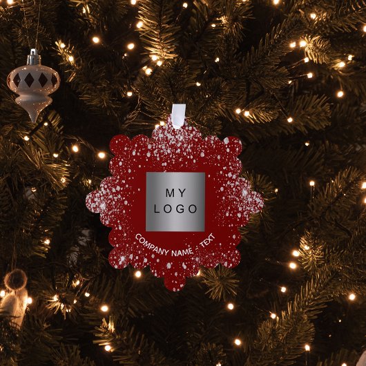 Rood zilver glitter elegant zakelijk bedrijf logo ornament kaart