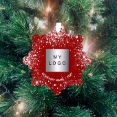 Rood zilver glitter elegant zakelijk bedrijf logo ornament kaart