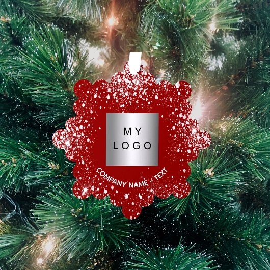 Rood zilver glitter elegant zakelijk bedrijf logo ornament kaart