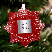 Rood zilver glitter elegant zakelijk bedrijf logo ornament kaart