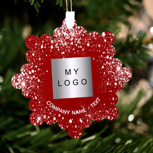 Rood zilver glitter elegant zakelijk bedrijf logo ornament kaart