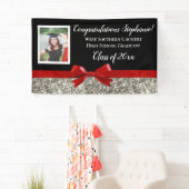 Rood Zilver Glitter Foto Afstuderen Banner Sign (Insitu)