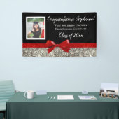 Rood Zilver Glitter Foto Afstuderen Banner Sign (Beurs)