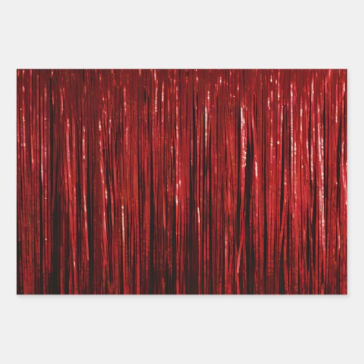 Rood Zilver Goud Glam Tinsel Stripes Inpakpapier Vel (Voorkant 3)