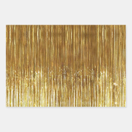 Rood Zilver Goud Glam Tinsel Stripes Inpakpapier Vel