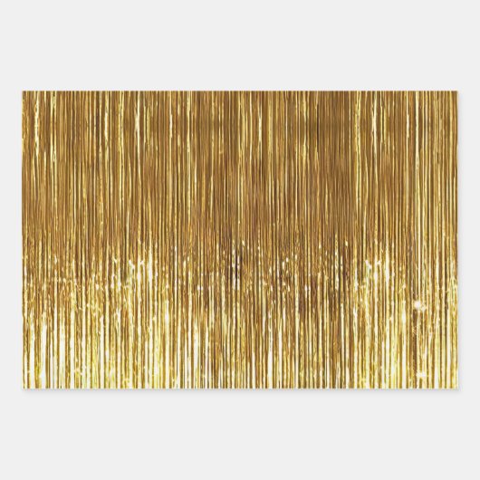 Rood Zilver Goud Glam Tinsel Stripes Inpakpapier Vel (Voorkant)