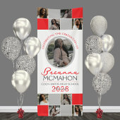 Rood & Zilver Grijs 9 Foto Collage Afstuderen Viny Spandoek