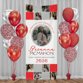 Rood & Zilver Grijs 9 Foto Collage Afstuderen Viny Spandoek