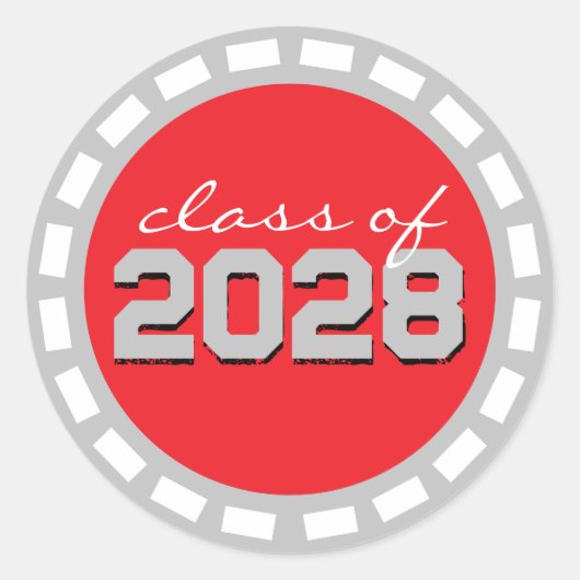 Rood & Zilver Grijs Filmstrip Afstuderen Ronde Sticker (Voorkant)