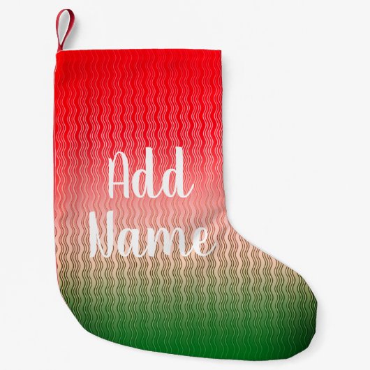 rood zilver groen patroon kleine kerstsok (Voorkant)