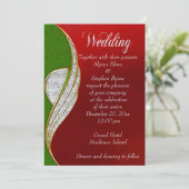 Rood, Zilver Kerstmis Uitnodiging (Staand voorkant)