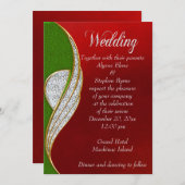 Rood, Zilver Kerstmis Uitnodiging (Voorkant / Achterkant)