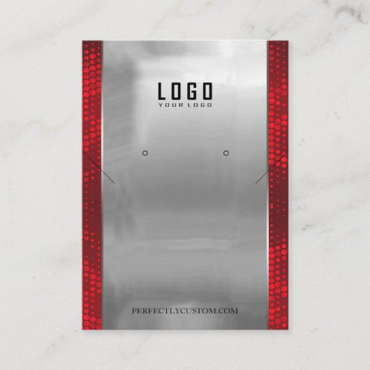 Rood Zilver Lijst Modern ketting oorbellen Visitekaartje (Voorkant)