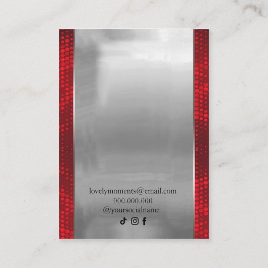 Rood Zilver Lijst Modern ketting oorbellen Visitekaartje (Achterkant)