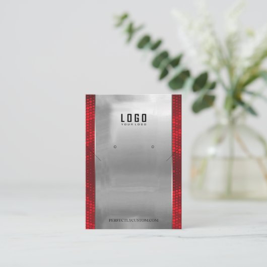 Rood Zilver Lijst Modern ketting oorbellen Visitekaartje (Staand voorkant)