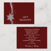rood zilver sneeuwvlokken bruiloft cadeau register informatiekaartje (Voorkant / Achterkant)