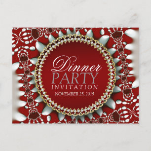 Rood & Zilver thema Uitnodiging voor dinerfeest an Briefkaart
