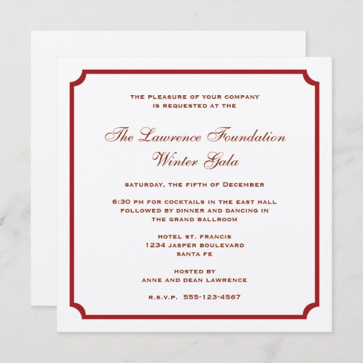 Rood zilver vierkant lijst officiële feestdag kaart (Voorkant / Achterkant)