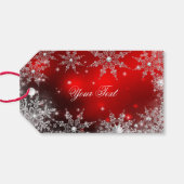Rood Zilver Winter Wonderland Kerst 2 Cadeaulabel (Achterkant Horizontaal)