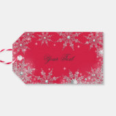 Rood Zilver Winter Wonderland Kerstmis Cadeaulabel (Achterkant Horizontaal)