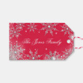 Rood Zilver Winter Wonderland Kerstmis Cadeaulabel (Voorkant (Horizontaal))