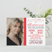 Rood, Zilver & Wit Afstuderen 2 Fotouitnodiging Kaart (Staand voorkant)