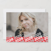 Rood, Zilver & Wit Afstuderen 2 Fotouitnodiging Kaart (Achterkant)