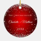Rood zilveren glitters verloving keramisch ornament (Achterkant)