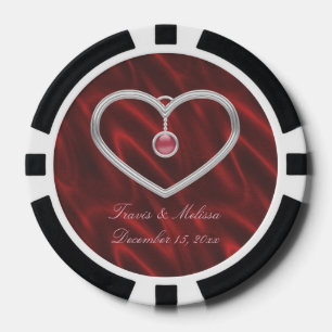Rood Zilveren Hart 3Jouw naam Wedding Favors Pokerchips