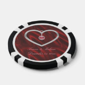 Rood Zilveren Hart 3Jouw naam Wedding Favors Pokerchips (Enkel)