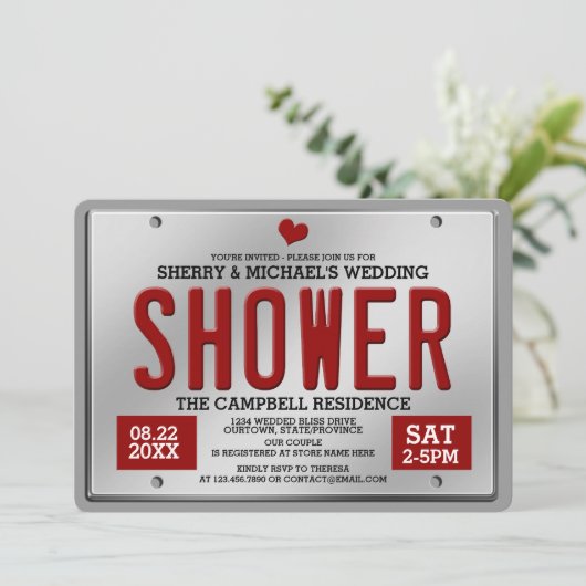 Rood/Zilveren Huwelijksfeest Uitnodiging met Kente (Staand voorkant)