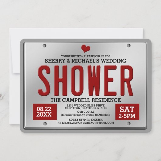 Rood/Zilveren Huwelijksfeest Uitnodiging met Kente (Voorkant)