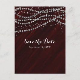 Rood & Zilveren Nepdiamant Bling Save The Date Aankondigingskaart