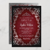  Rood Zilveren Prinses Tiara Sweet 16 Kaart (Voorkant / Achterkant)