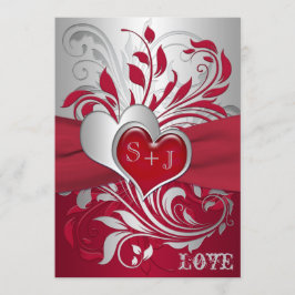 Rood, zilveren schuifbalken, hartenweddenschap kaart