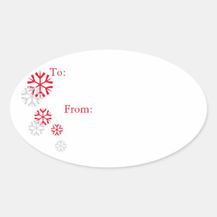 Rood & Zilveren Tone Sneeuwvlok Gift Label Sticker