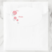 Rood & Zilveren Tone Sneeuwvlok Gift Label Sticker (Tas)