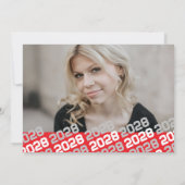 Rood & Zilvergrijs Afstuderen 2 Fotoaankondiging Kaart (Achterkant)