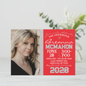 Rood & Zilvergrijs Afstuderen 2 Fotouitnodiging Kaart (Staand voorkant)