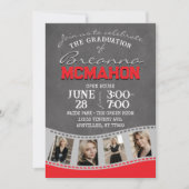 Rood & Zilvergrijs Krijtbord Filmstrip Afstuderen Kaart (Voorkant)