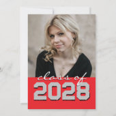 Rood & Zilvergrijs Krijtbord Filmstrip Afstuderen Kaart (Achterkant)