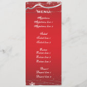 Rood, zilvergrijs sneeuwvlok trouwkaart menu (Achterkant)