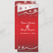 Rood, zilvergrijs sneeuwvlok trouwprogramma kaart (Voorkant / Achterkant)