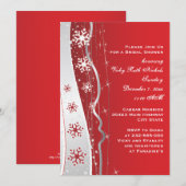 Rood, zilvergrijs vrijgezellenfeest voor de sneeuw kaart (Voorkant / Achterkant)