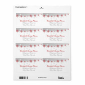 Rood zilvergrijs wit snowflake bruiloft etiket (Full Sheet)