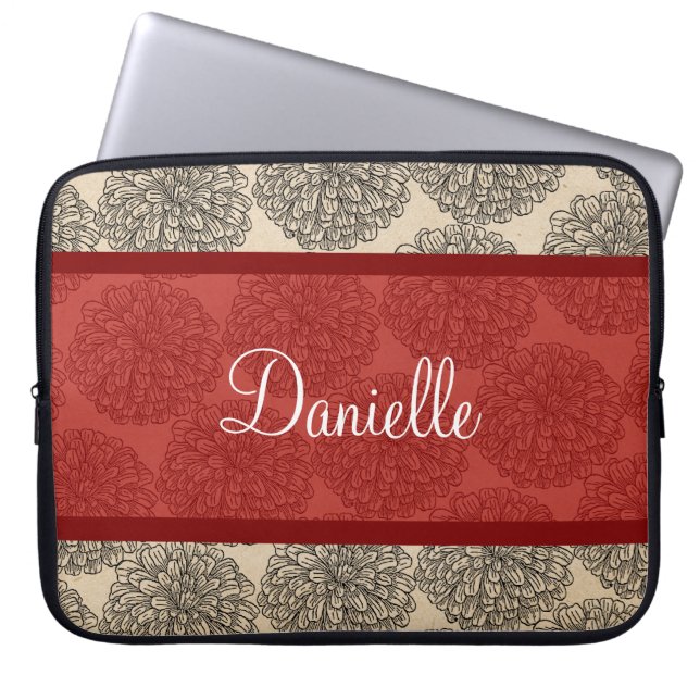 Rood  Zinnia-laptophoes Laptop Sleeve (Voorkant)