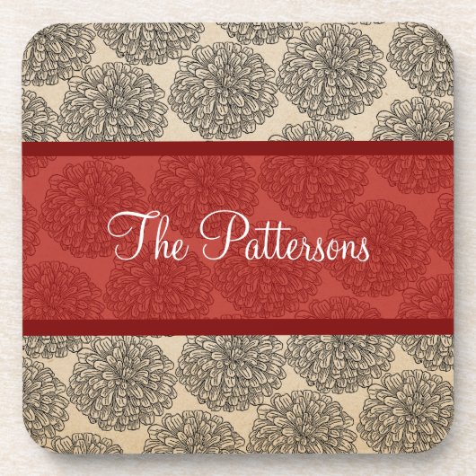 Rood  Zinnia Onderzetter Set (Voorkant)