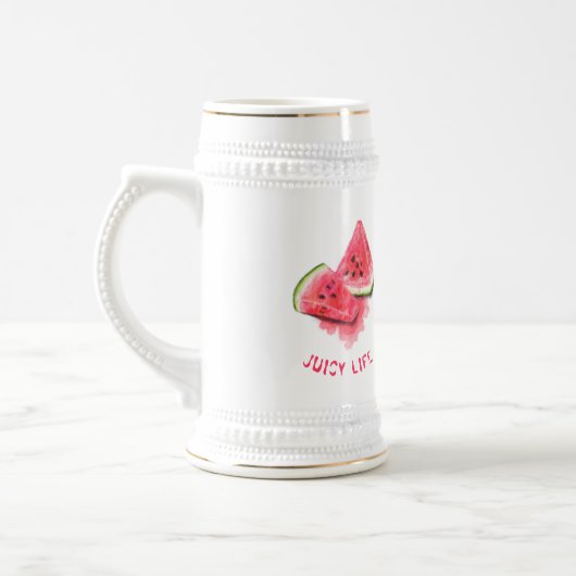 Rood Zoet Sappig Watermeloen Bier Stein Bierpul (Links)