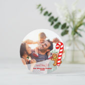 Rood zoet XmaS Gingerbread-Candy Cane-Odd 1 Ronde Feestdagenkaart (Staand voorkant)