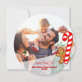 Rood zoet XmaS Gingerbread-Candy Cane-Odd 1 Ronde Feestdagenkaart